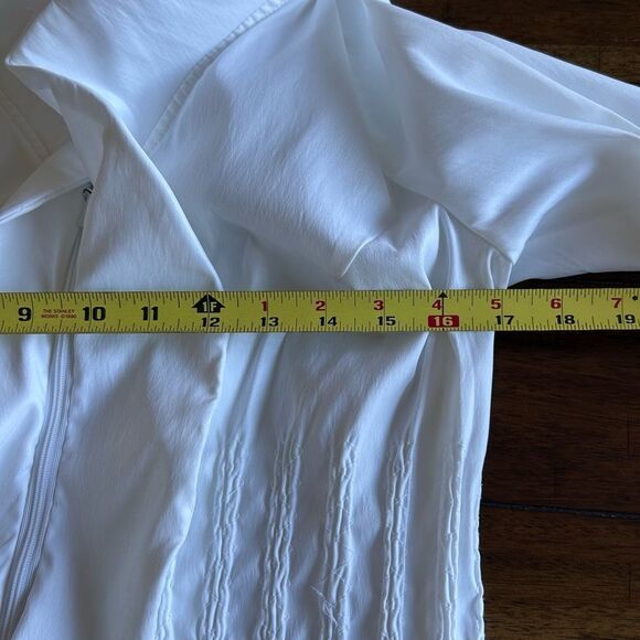 Samuel Dong White Wired Ruffled Collar Long Sleeve Zip Front Blouse Size M - Picture 8 of 9